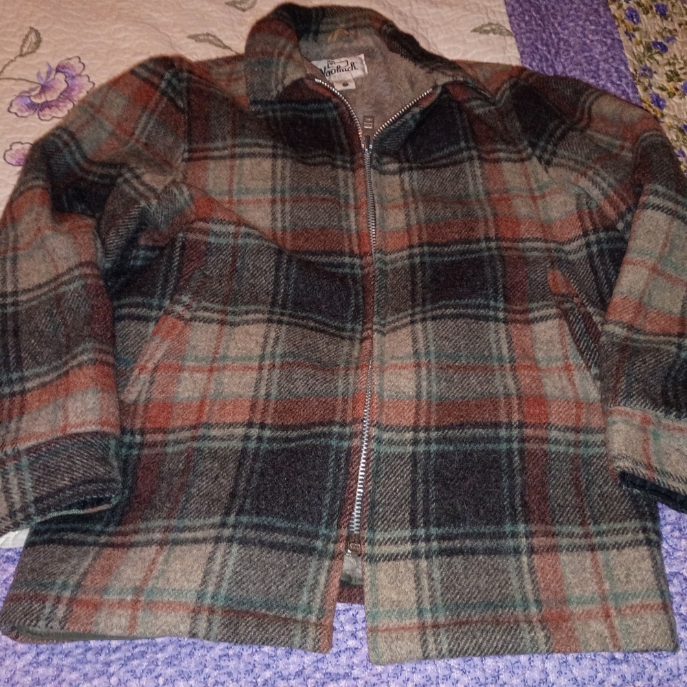 Vintage Y2K Woolrich Plaid Coat Jacket Wool Field Western USA Men's Cowboy